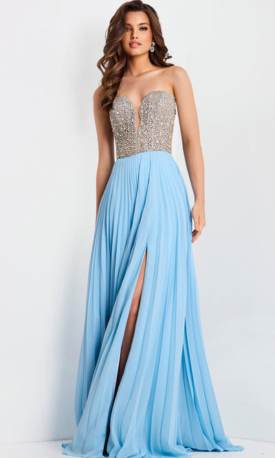 Jovani 44358 - Plunging Beaded Bodice Long Gown Prom Dresses