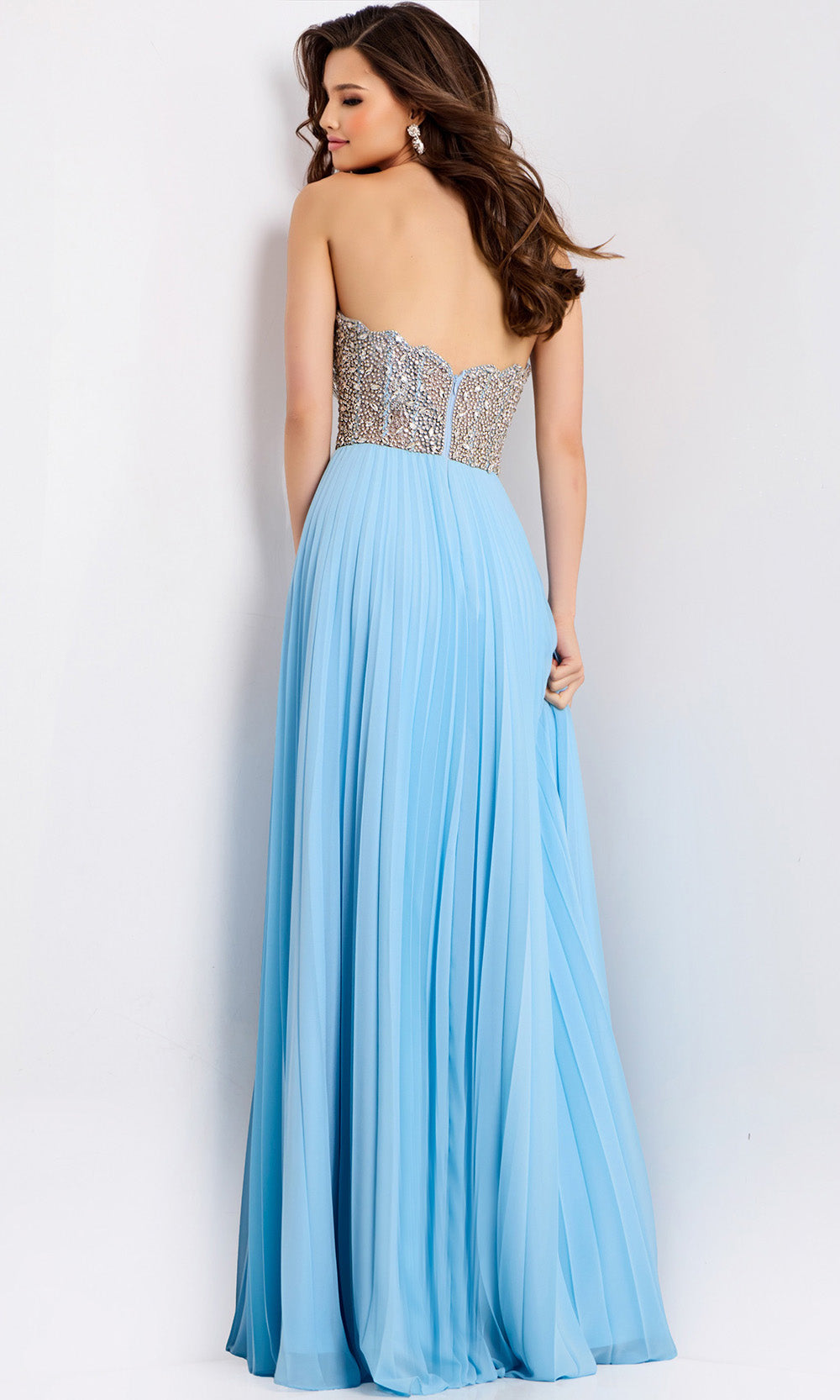 Jovani 44358 - Plunging Beaded Bodice Long Gown Prom Dresses