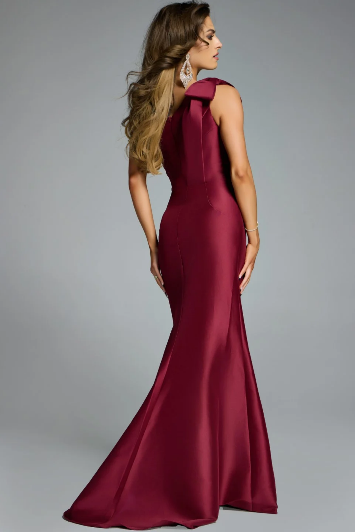 Jovani 43361 - Asymmetric Mermaid Satin Gown