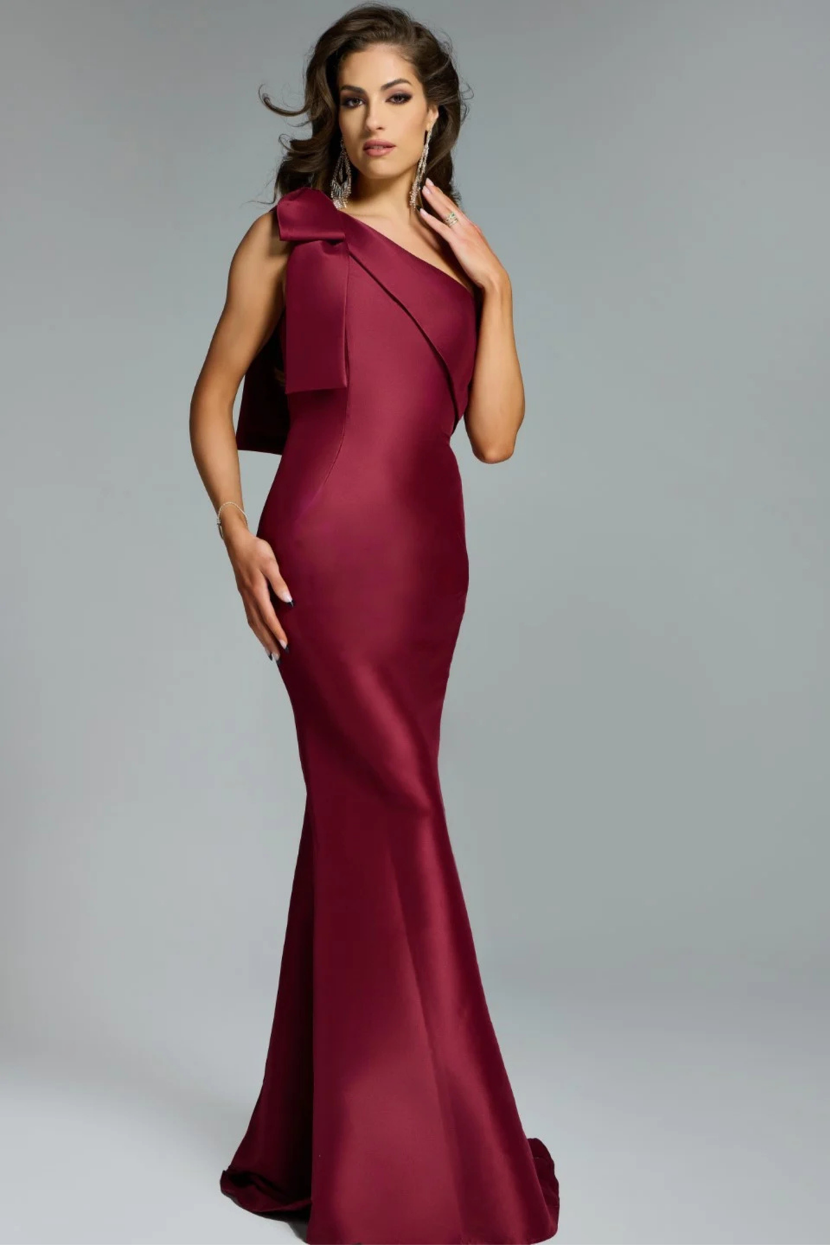Jovani 43361 - Asymmetric Mermaid Satin Gown