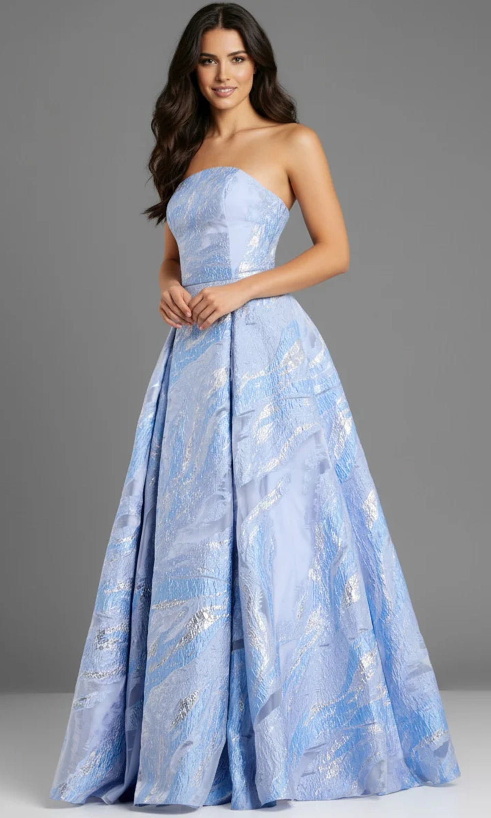 Jovani 44369 - Strapless Pleated A-Line Gown