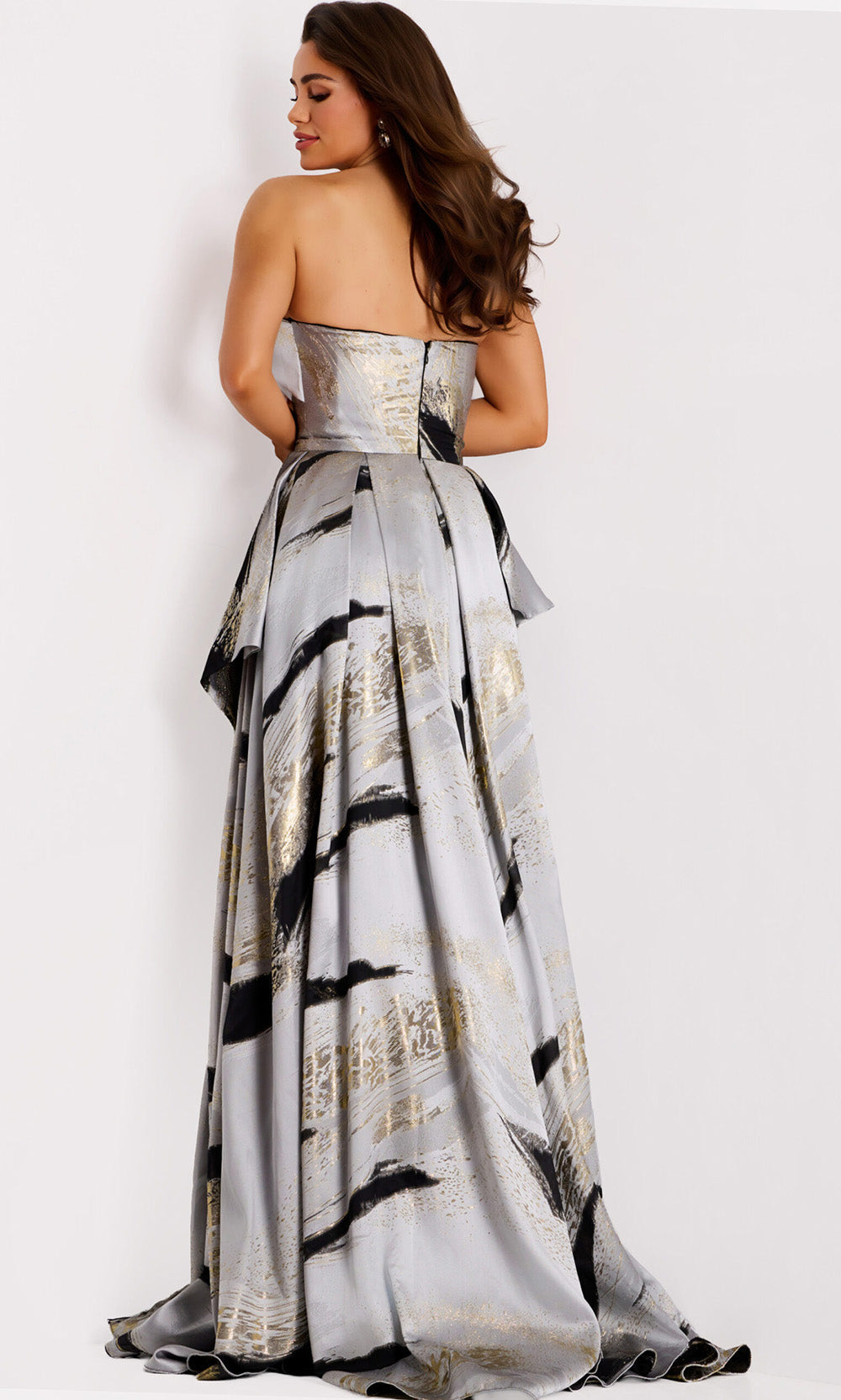 Jovani 44387SC - Peplum Abstract Ballgown