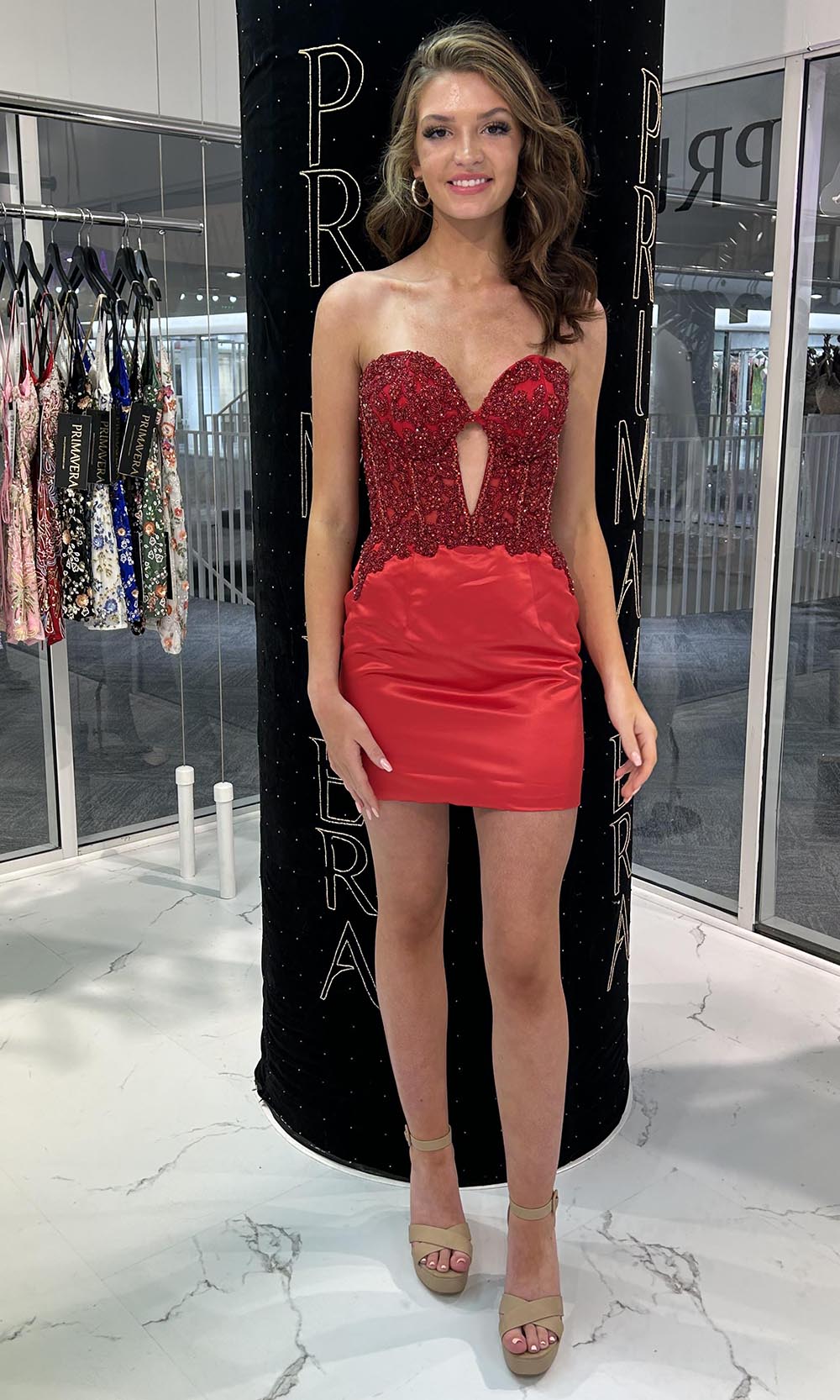 Primavera Couture 4440 - Beaded Top Sweetheart Cutout Dress Homecoming Dresses