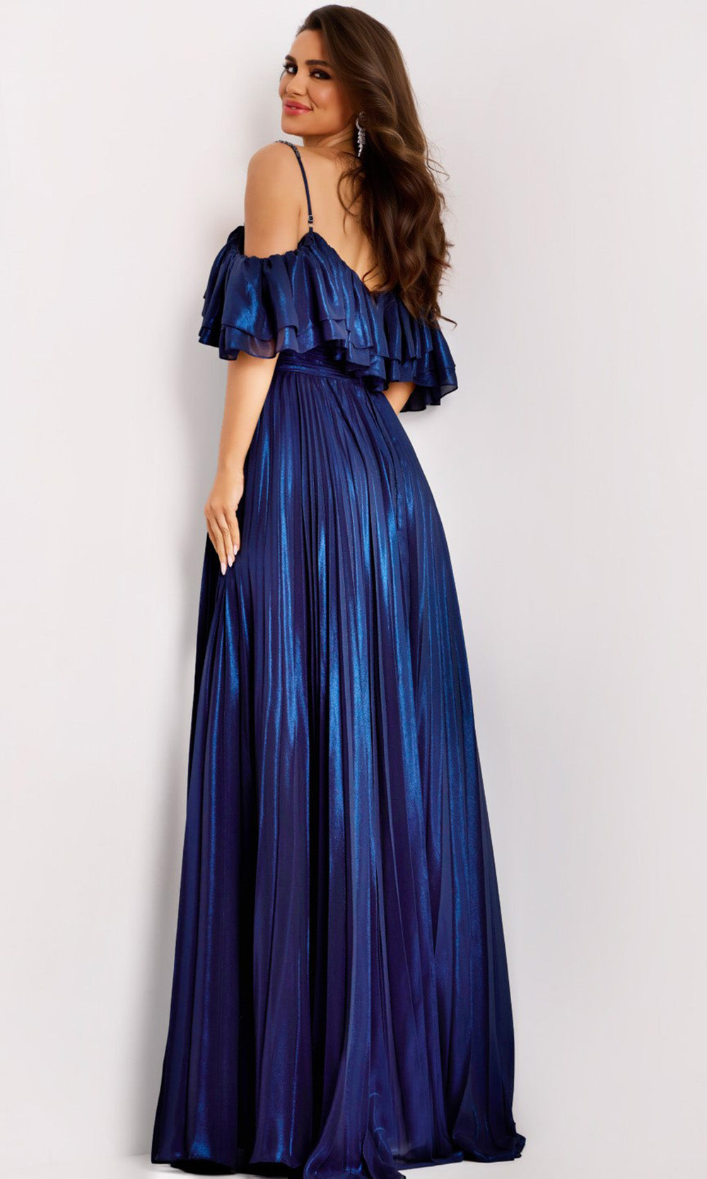 Jovani 44413 - Beaded Strap A-line Gown with Slit Evening Dresses