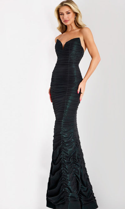 Jovani 44414 - Plunging Sweetheart Ruched Mermaid Gown Prom Dresses
