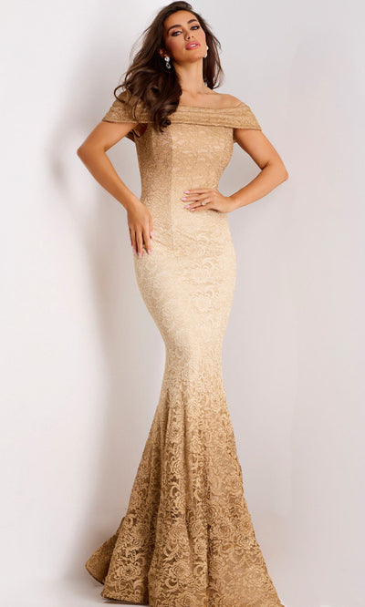 Jovani 44417 - Glitter Lace Mermaid Evening Gown Prom Dresses