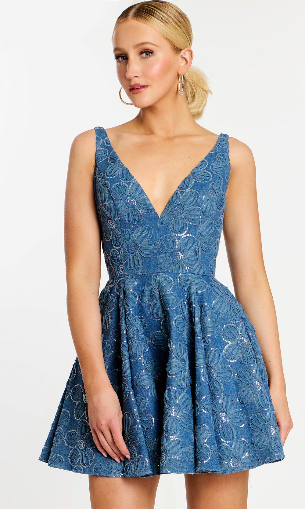 Jovani 44462 - Embroidered Sleeveless Short Dress Cocktail Dresses  in Blue  