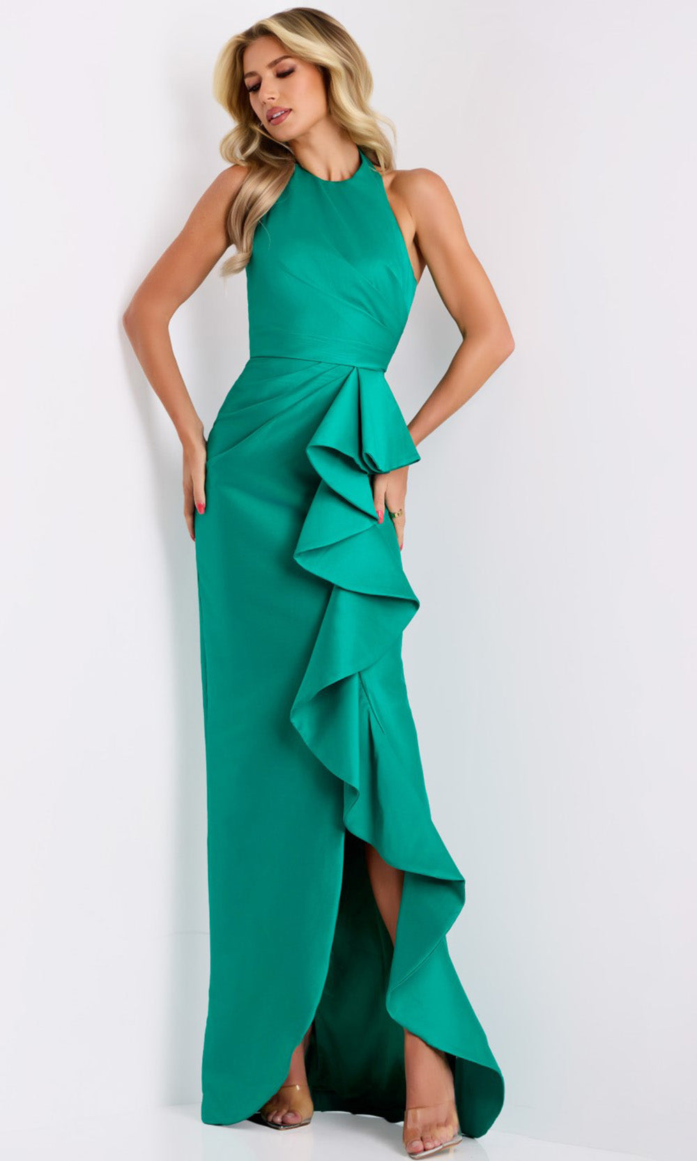 Jovani 44473 - Elegant Halter Column Gown