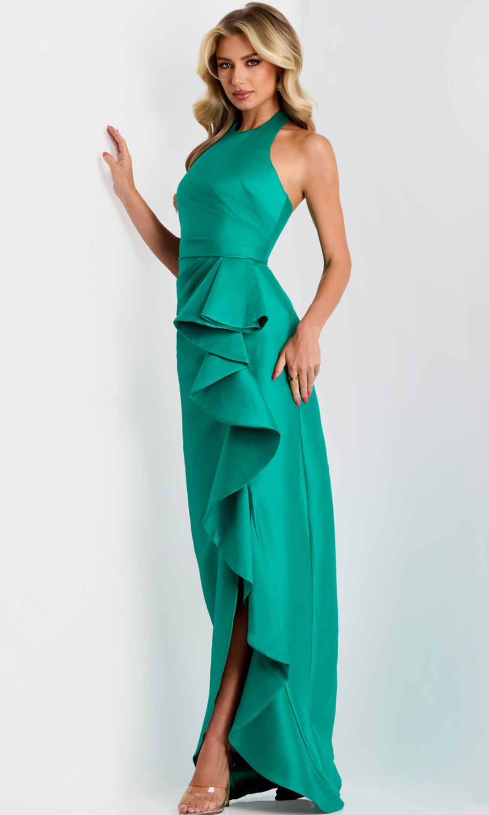 Jovani 44473 - Elegant Halter Column Gown