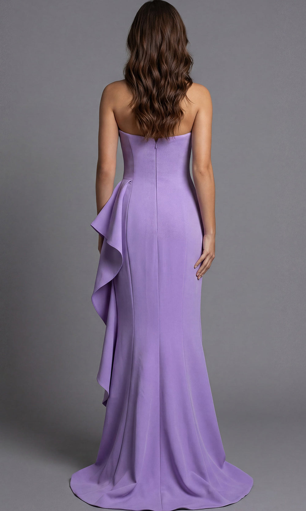 Jovani 44503 - Strapless Floral Accent Evening Gown Special Occasion Dress In Lilac