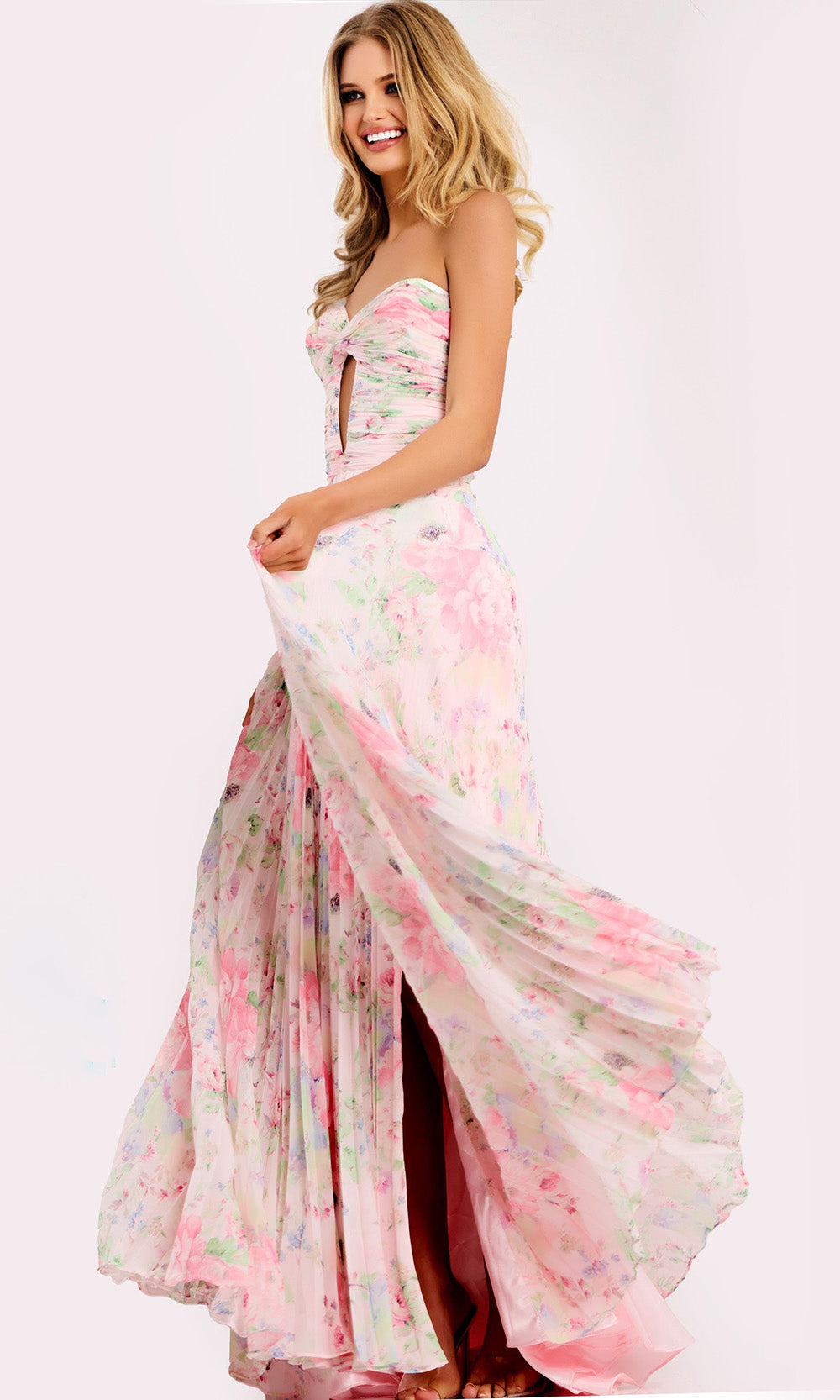 Jovani 44518 - Sweetheart Keyhole Floral Long Dress Prom Dresses