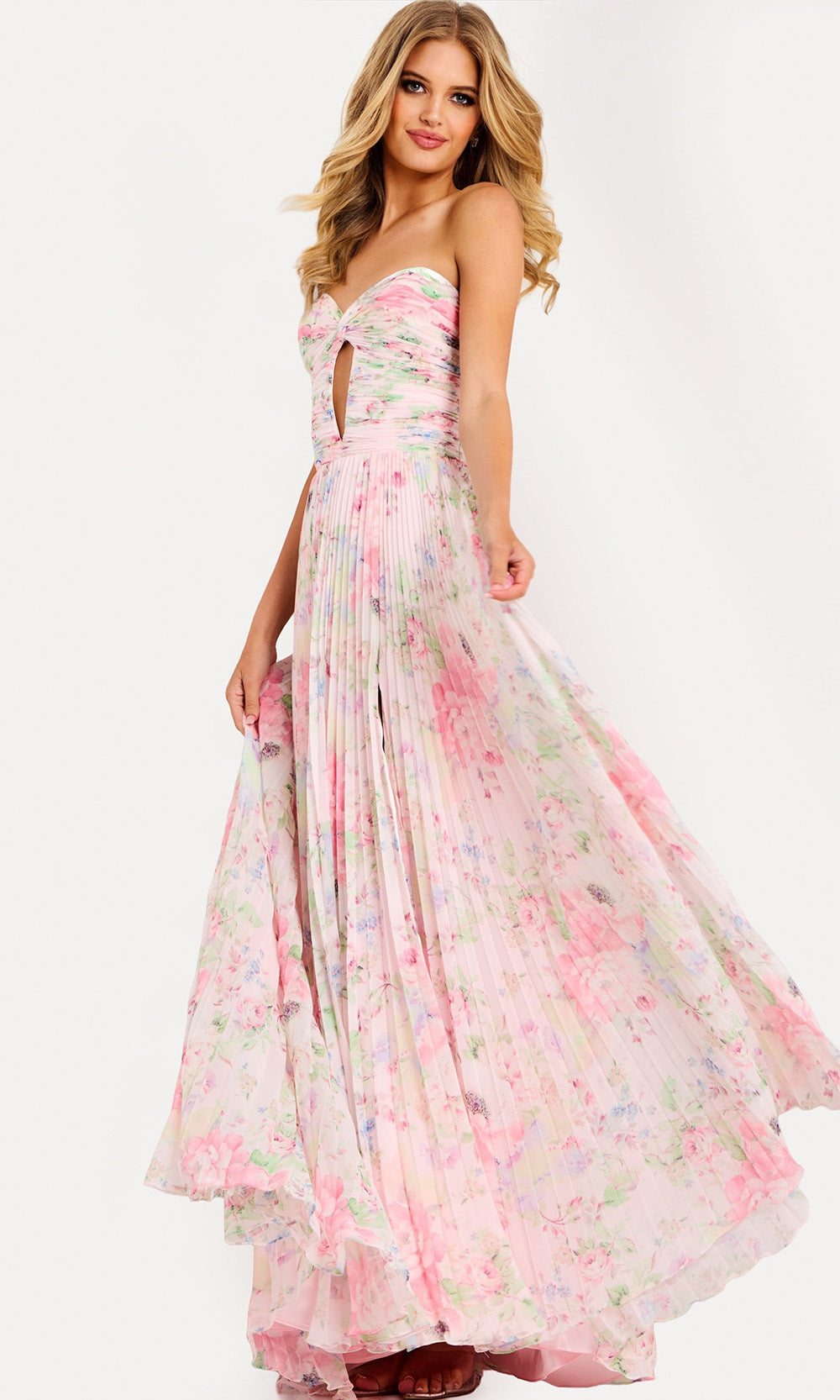 Jovani 44518 - Sweetheart Keyhole Floral Long Dress Prom Dresses