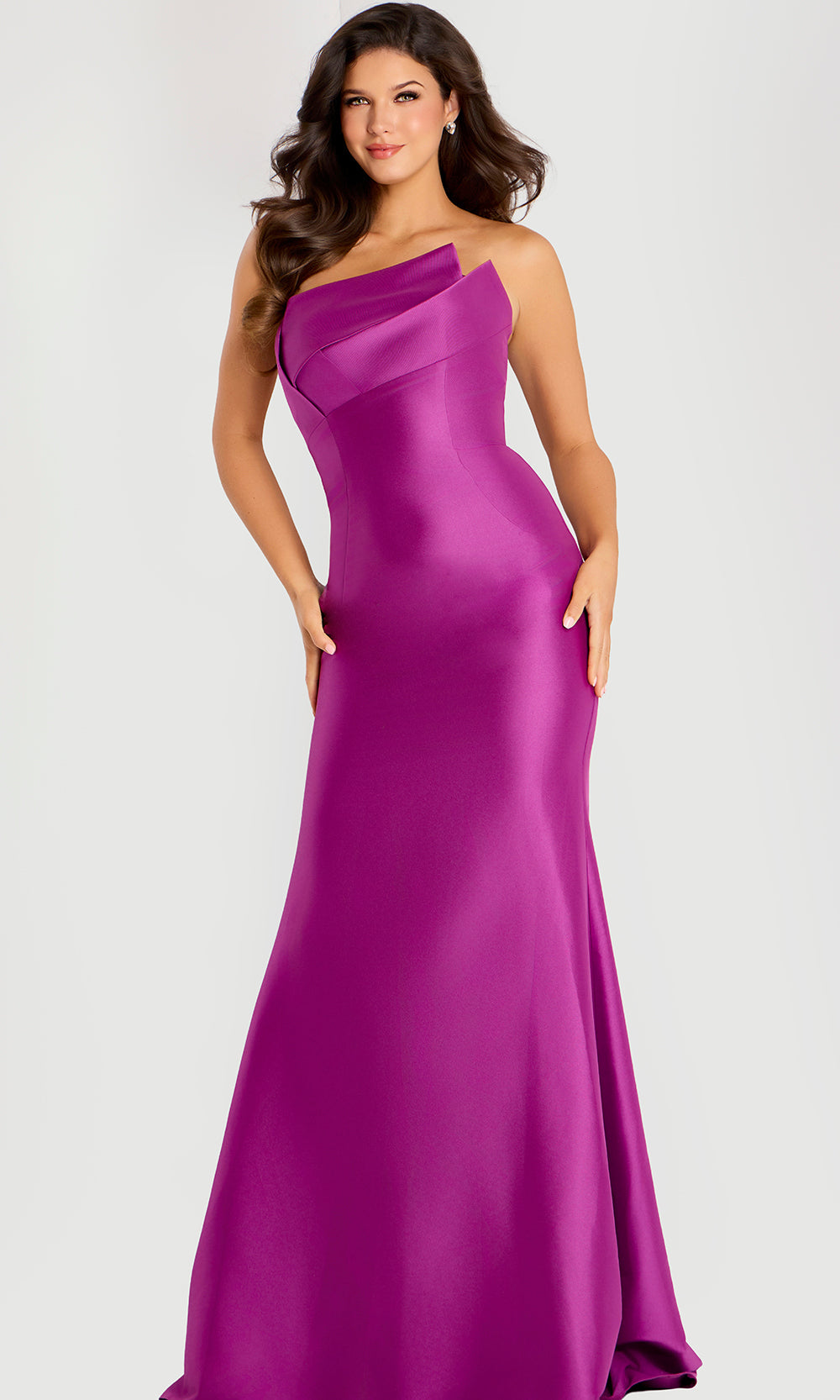 Jovani 44529 - One Shoulder Minimalist Satin Gown