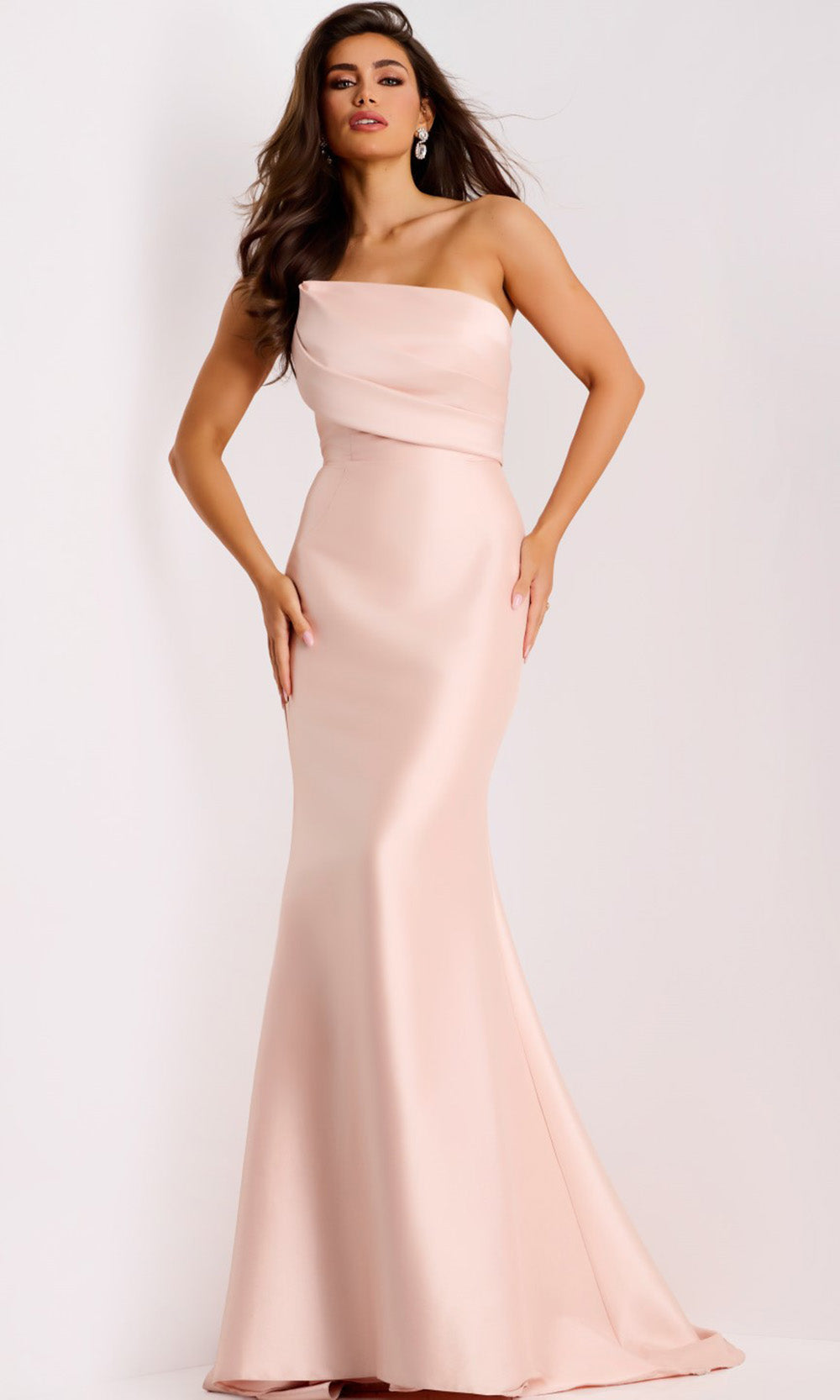 Jovani 44532 - Elegant Asymmetric Satin Mermaid Gown