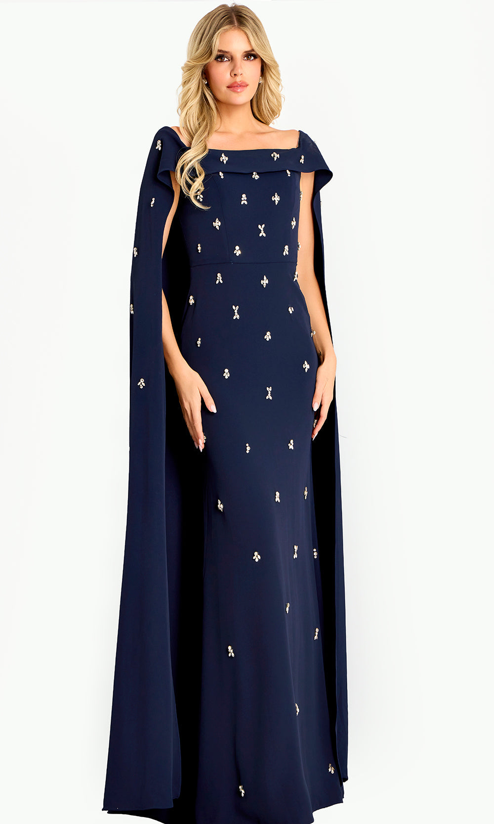 Jovani 44575 - Off Shoulder Cape Evening Gown