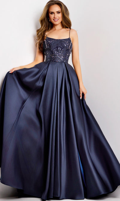 Jovani 44587 - Scoop Neckline Mikado Embellished Gown Prom Dresses