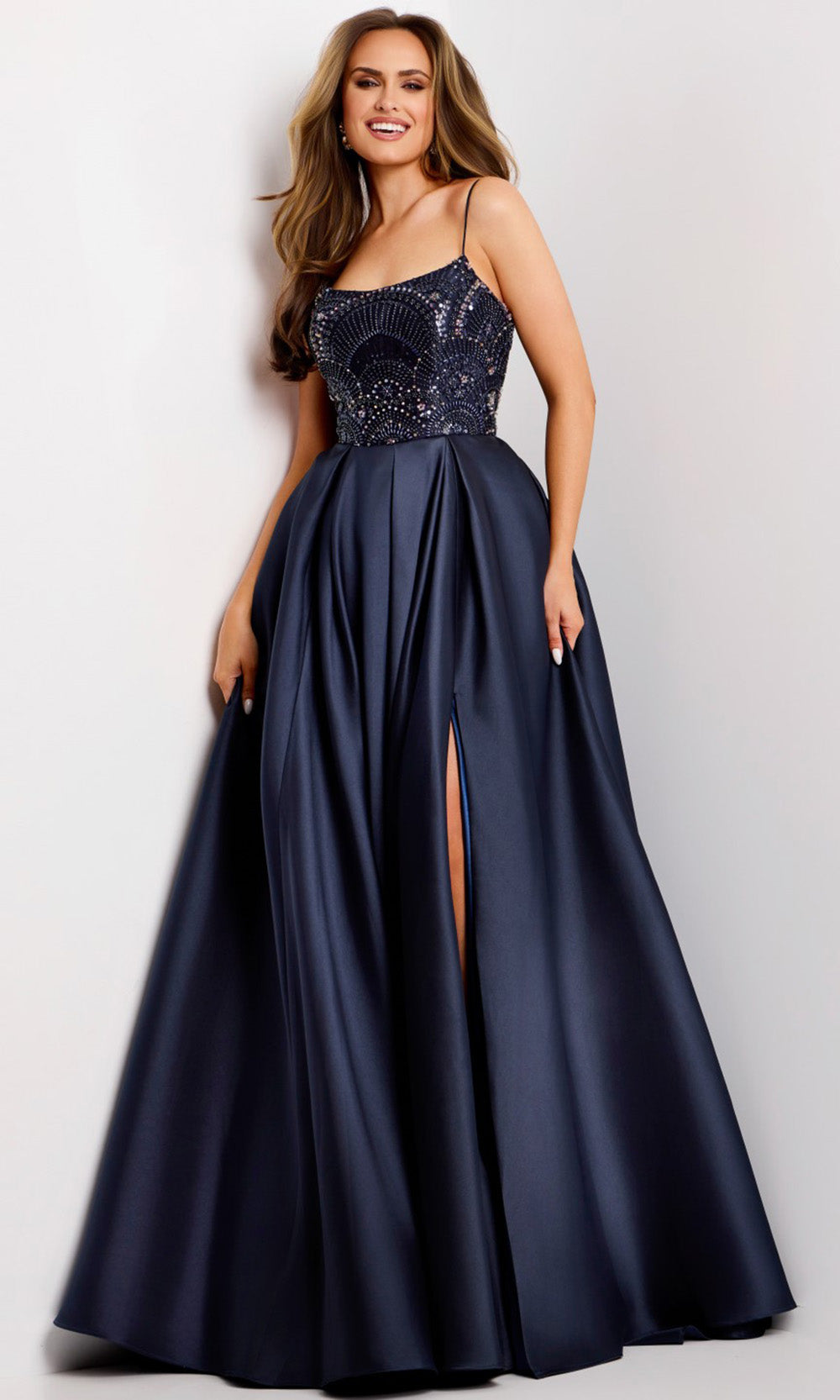 Jovani 44587 - Scoop Neckline Mikado Embellished Gown Prom Dresses