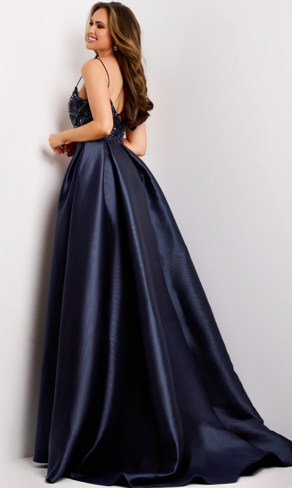 Jovani 44587 - Scoop Neckline Mikado Embellished Gown Prom Dresses
