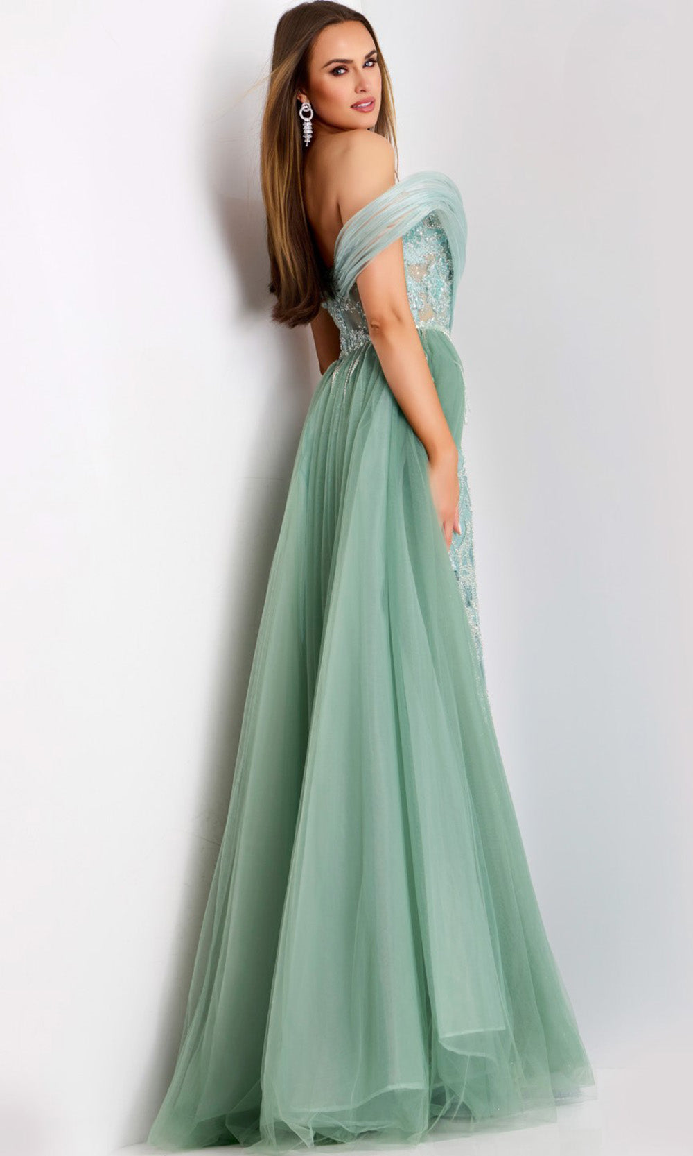 Jovani 44591 - Metallic Embroidered A-Line Overskirt Gown Prom Dresses