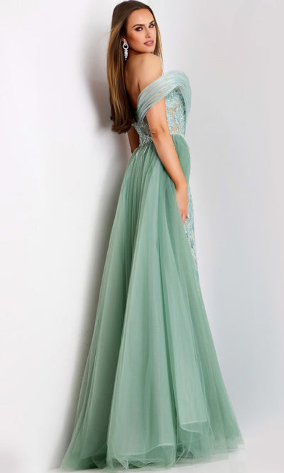 Jovani 44591 - Metallic Embroidered A-Line Overskirt Gown Prom Dresses