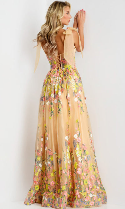 Jovani 44596 - Strapless Floral Tulle A-Line Gown Prom Dresses
