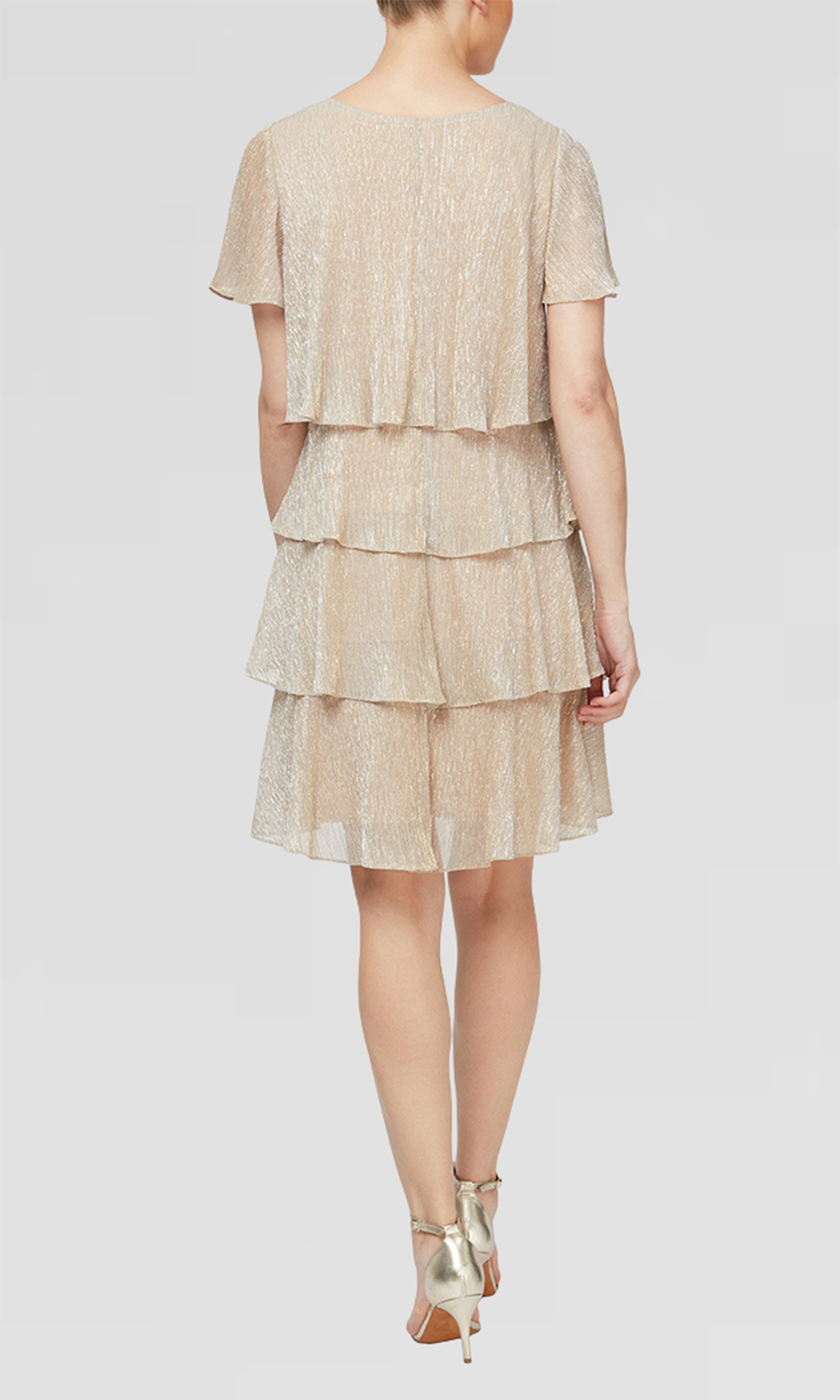 S.L. Fashions 9155124 - Flutter Sleeve Tiered Cocktail Dress Homecoming Dresses