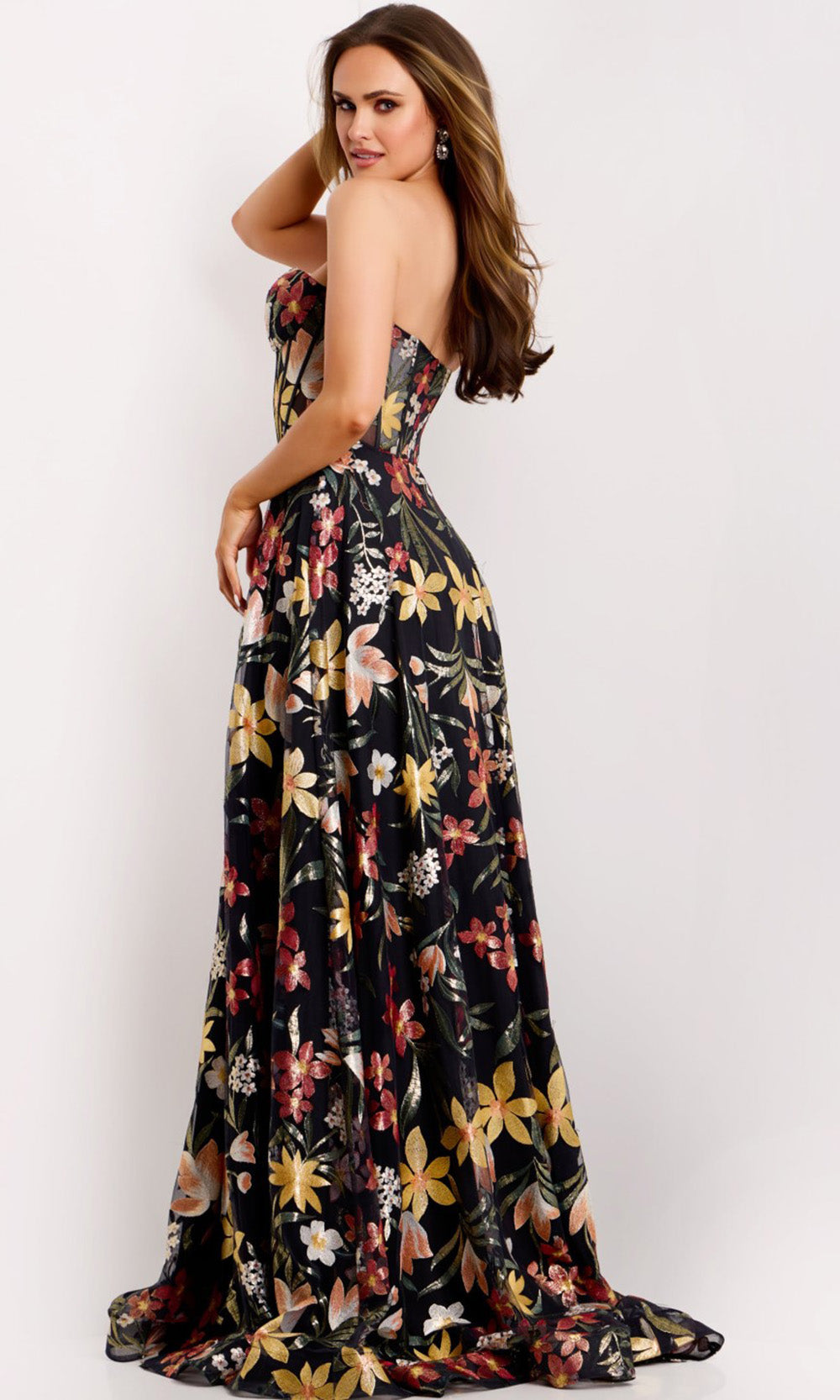 Jovani 44660 - Long Tulle A-line Dress Jovani 44660 - Long Tulle A-line Dress