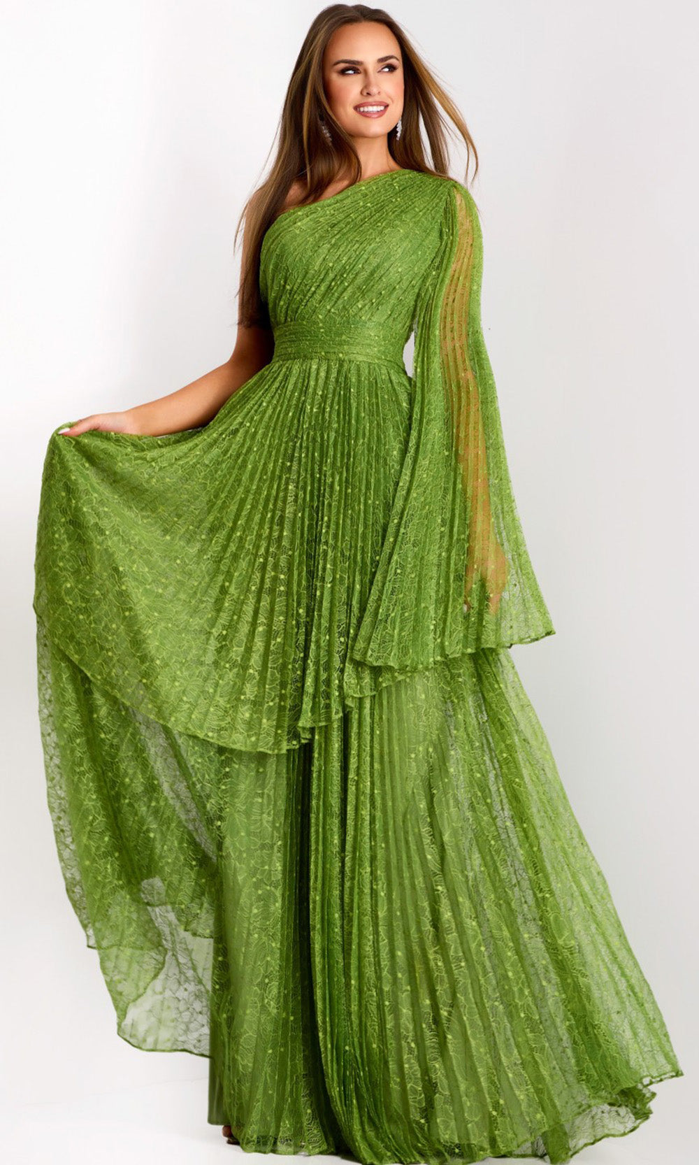 Jovani 44687 - Lace A-Line Gown with Cape Sleeve