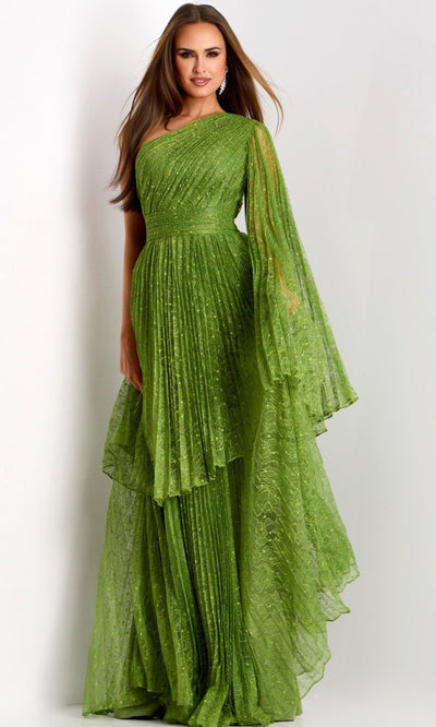 Jovani 44687 - Lace A-Line Gown with Cape Sleeve Formal Gowns