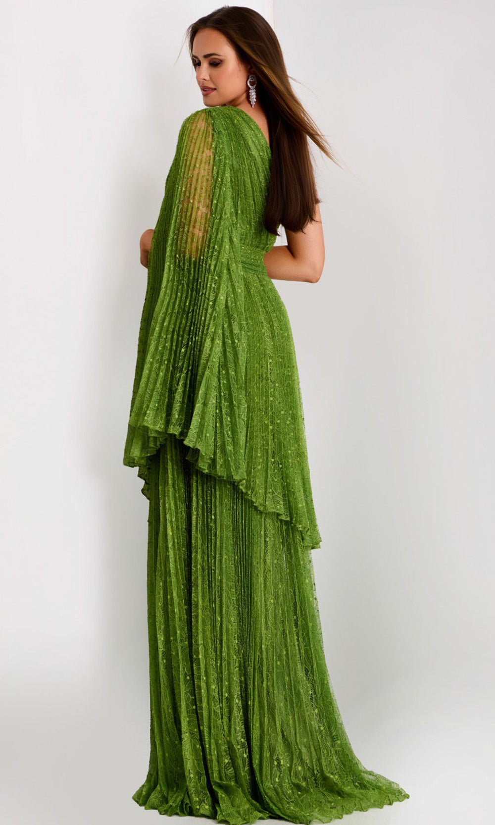Jovani 44687 - Lace A-Line Gown with Cape Sleeve Formal Gowns