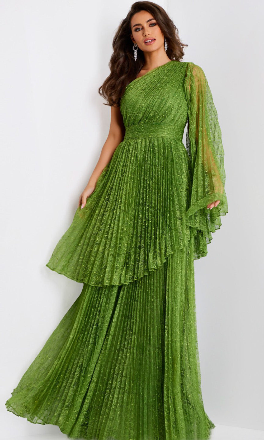 Jovani 44687 - Lace A-Line Gown with Cape Sleeve