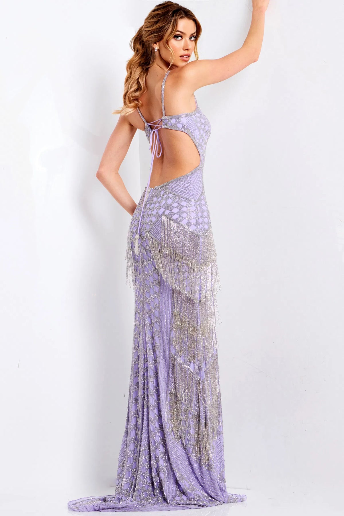 Jovani 44723 - Sleeveless Lace-Up Tie Prom Gown