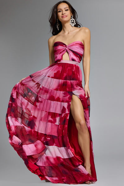 Jovani 44800 - Twist Front Floral Print Evening Dress Prom Dresses in In Multi