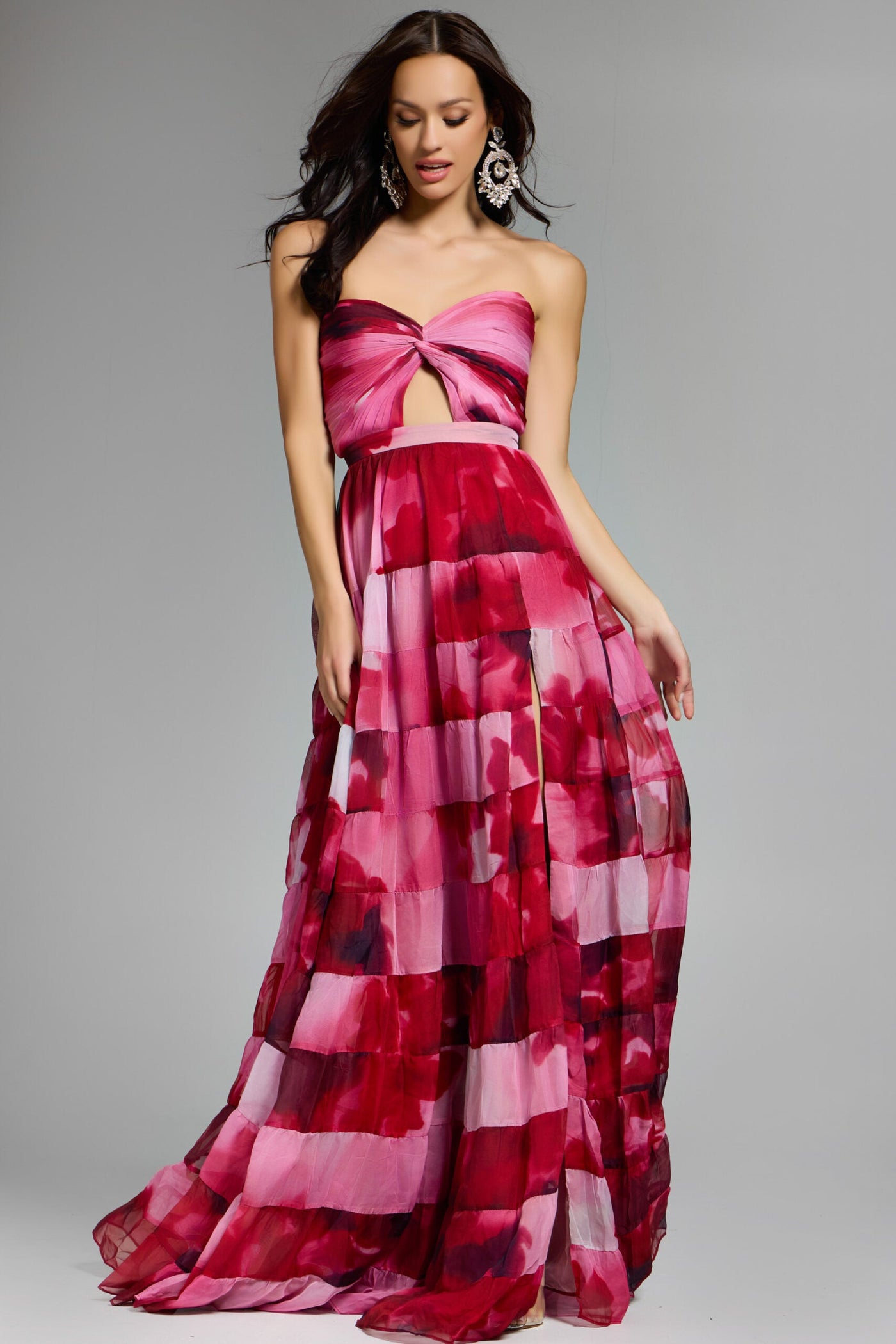 Jovani 44800 - Twist Front Floral Print Evening Dress Prom Dresses in In Multi