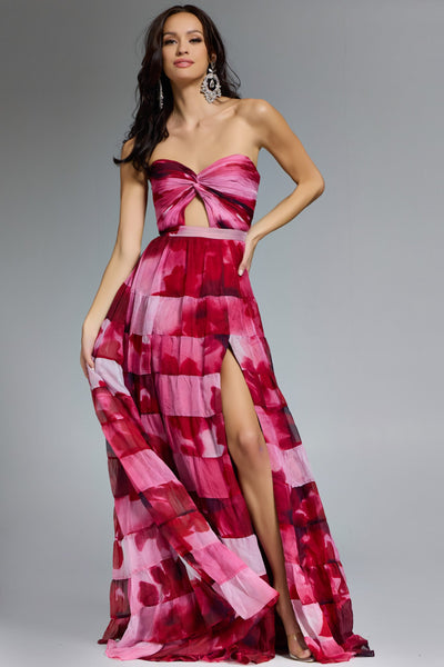 Jovani 44800 - Twist Front Floral Print Evening Dress Prom Dresses in In Multi