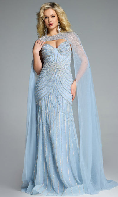 Jovani 44840 - Draped Cape Embellished Fitted Gown Prom Dresses