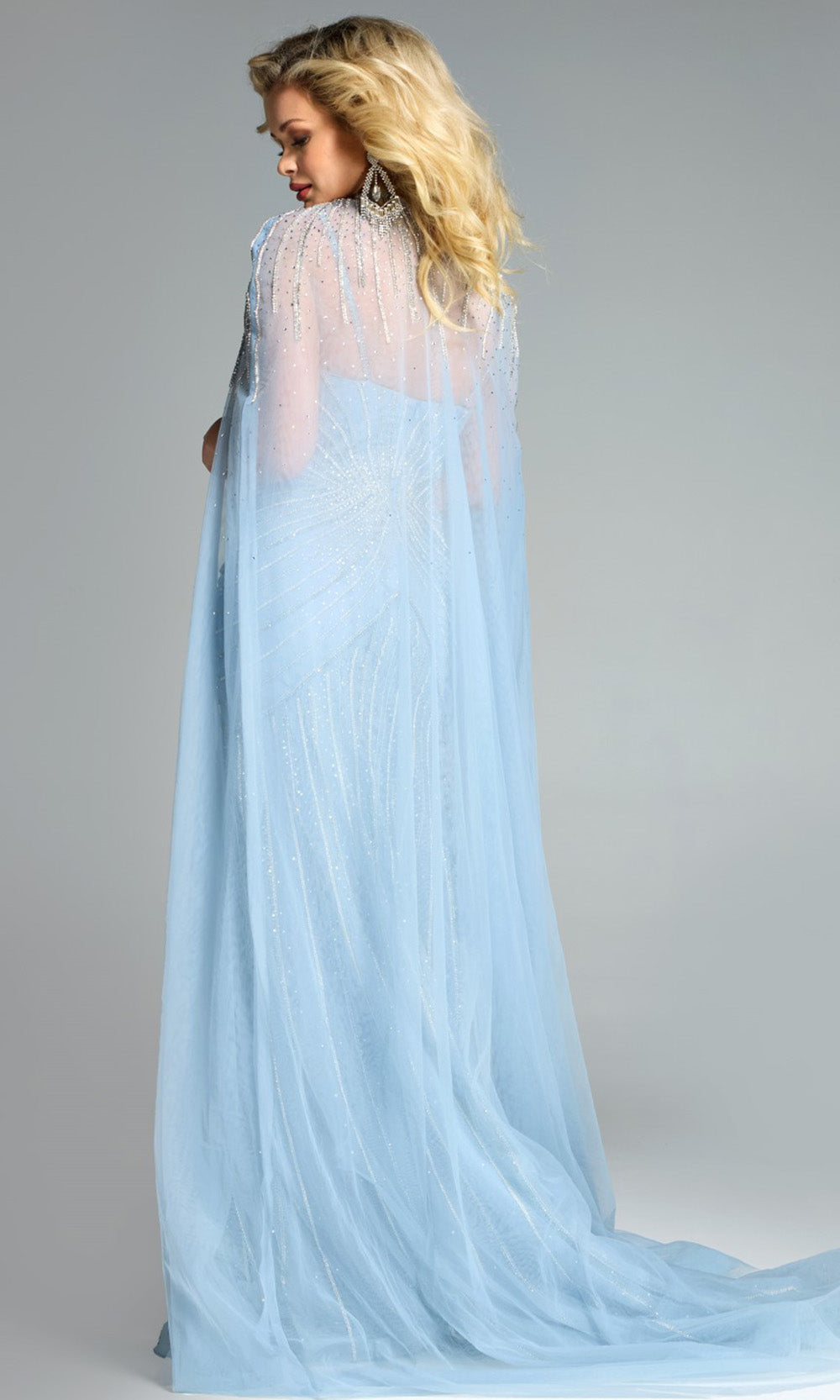Jovani 44840 - Draped Cape Embellished Fitted Gown Prom Dresses