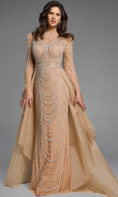 Jovani 44841 - Long Sleeve Ruffled Overskirt Gown Formal Gowns