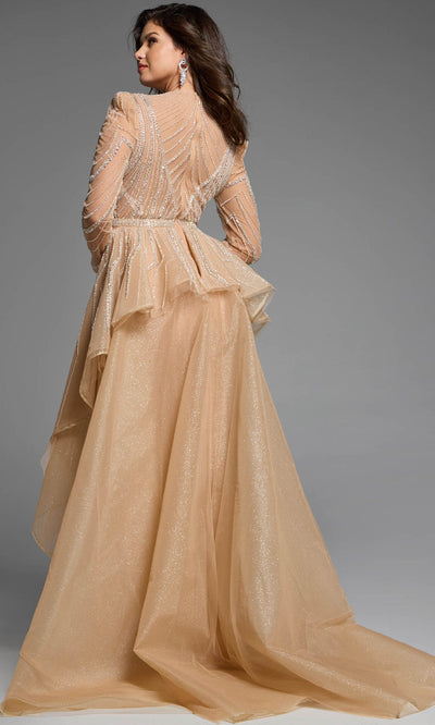 Jovani 44841 - Long Sleeve Ruffled Overskirt Gown Formal Gowns