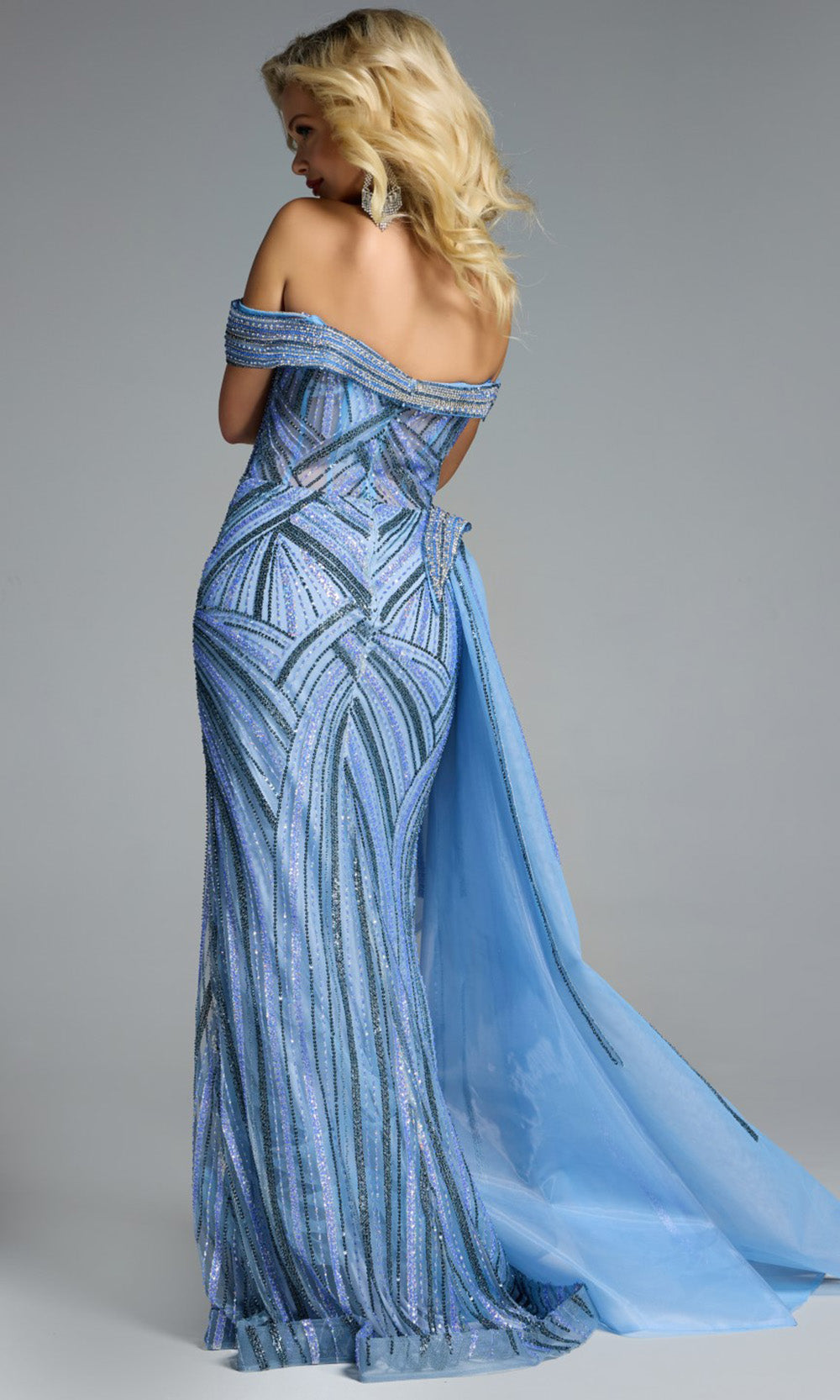 Jovani 44843 - Plunging Neck Beaded Evening Gown