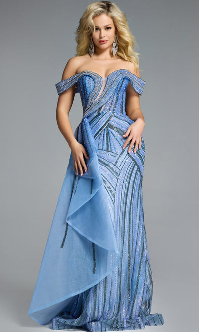 Jovani 44843 - Plunging Neck Beaded Evening Gown Formal Gowns