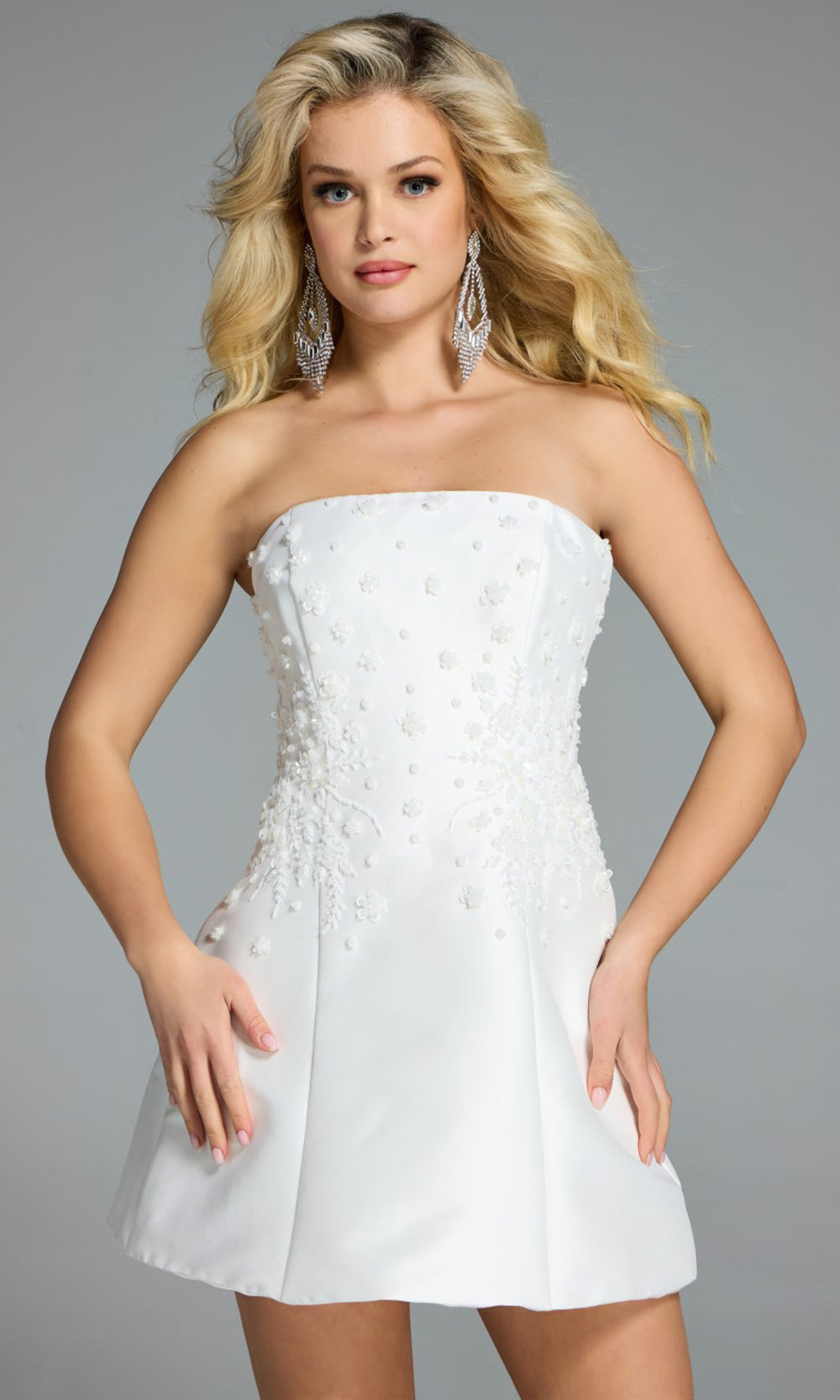 Jovani 44855 - Floral Texture Mini A-line Dress Cocktail Dresses