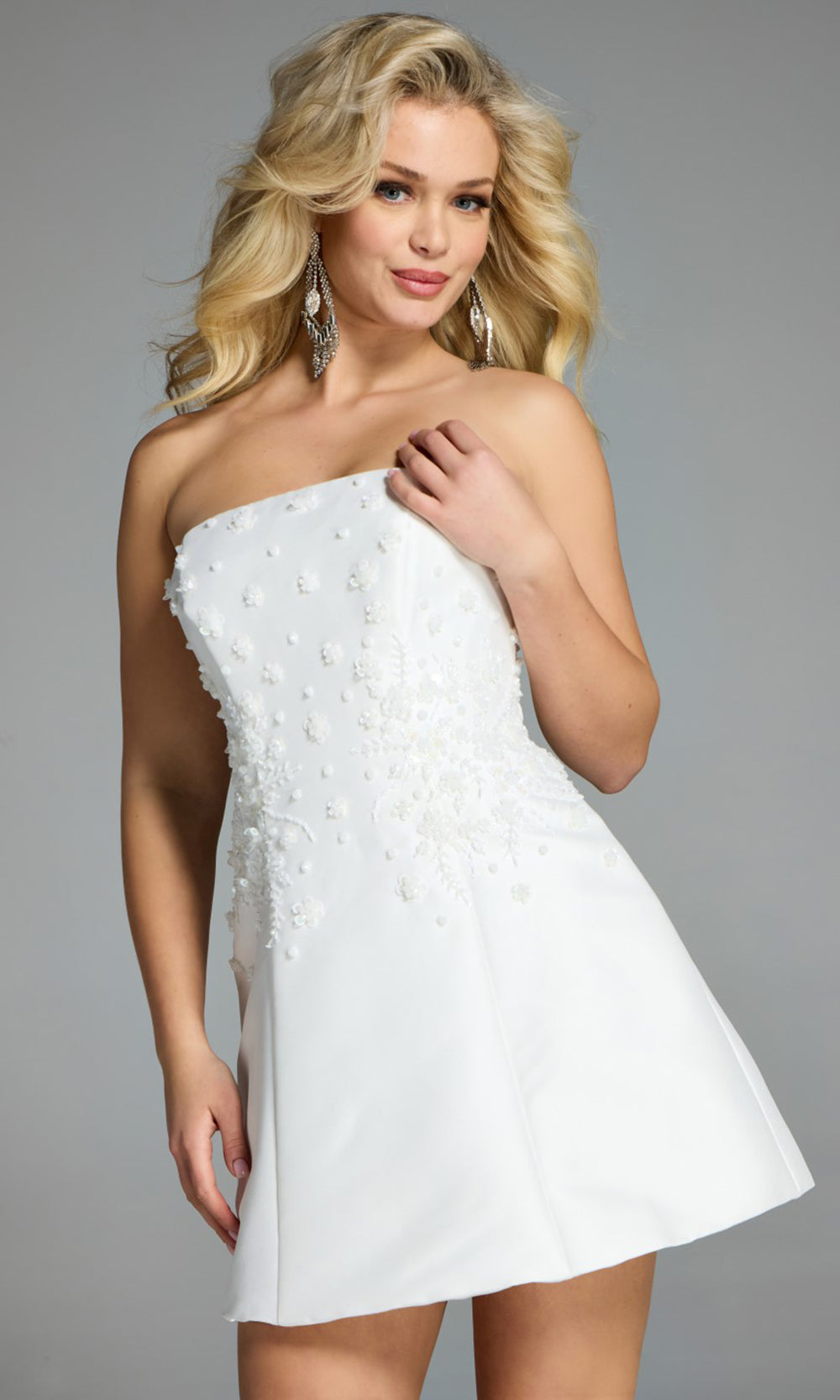 Jovani 44855 - Floral Texture Mini A-line Dress Cocktail Dresses