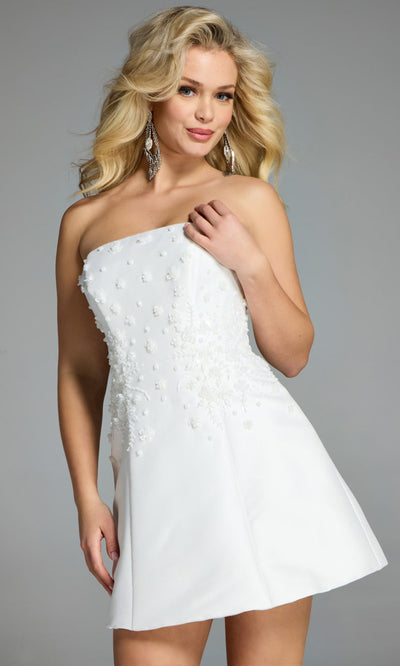 Jovani 44855 - Floral Texture Mini A-line Dress Cocktail Dresses