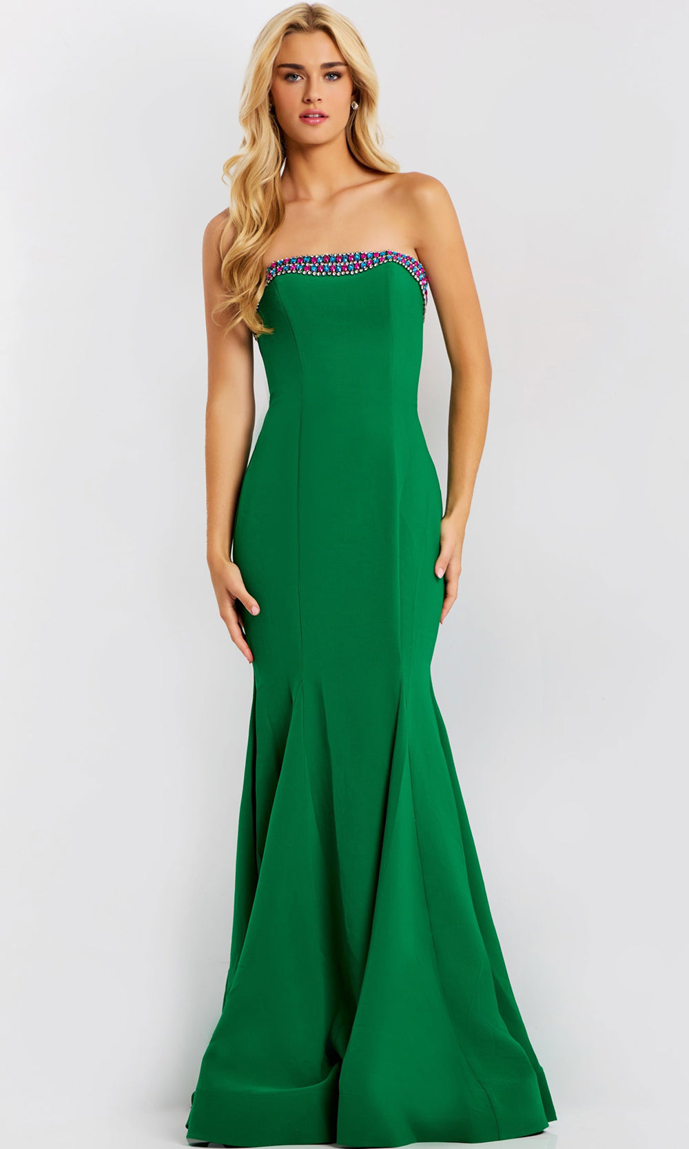 Jovani 44895 - Seamed Bodice Strapless Mermaid Gown
