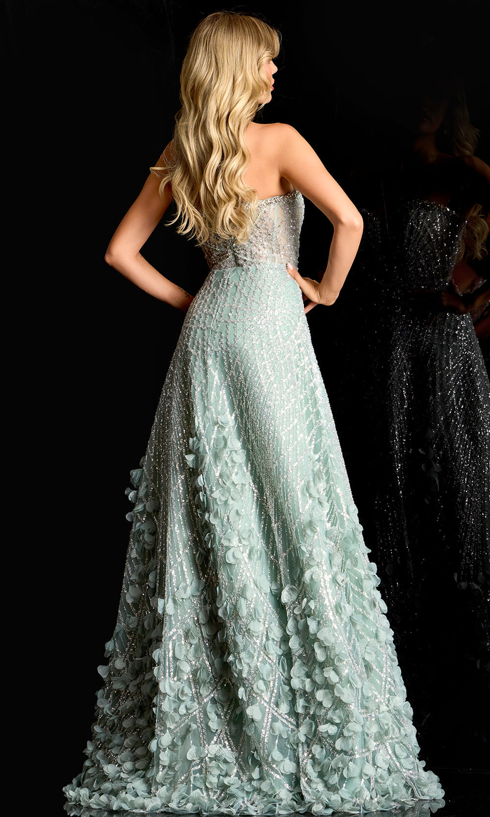 Jovani 45069 - Beaded Bodice Sweetheart Gown with 3D Florals