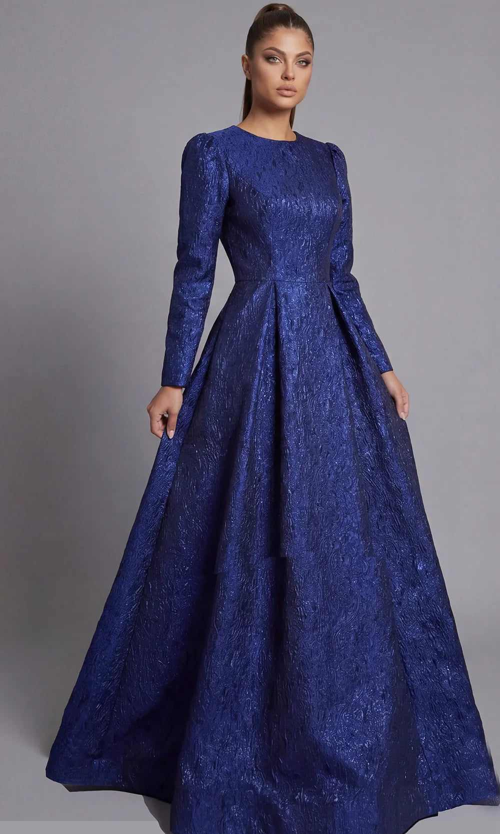 Jovani 45099 - Jewel Neckline Pleated Evening Gown Mother of the Bride Dresses  in Royal  