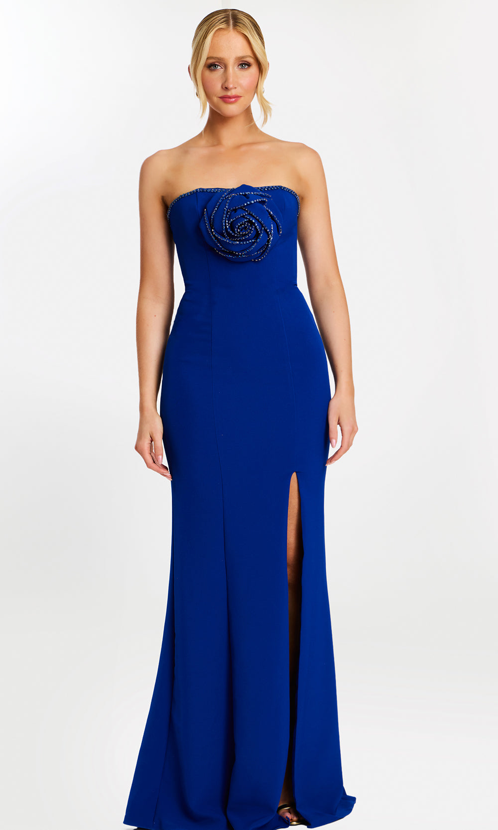 Jovani 45151 - Beaded Trim Column Evening Gown with Slit Prom Dresses  in Royal  