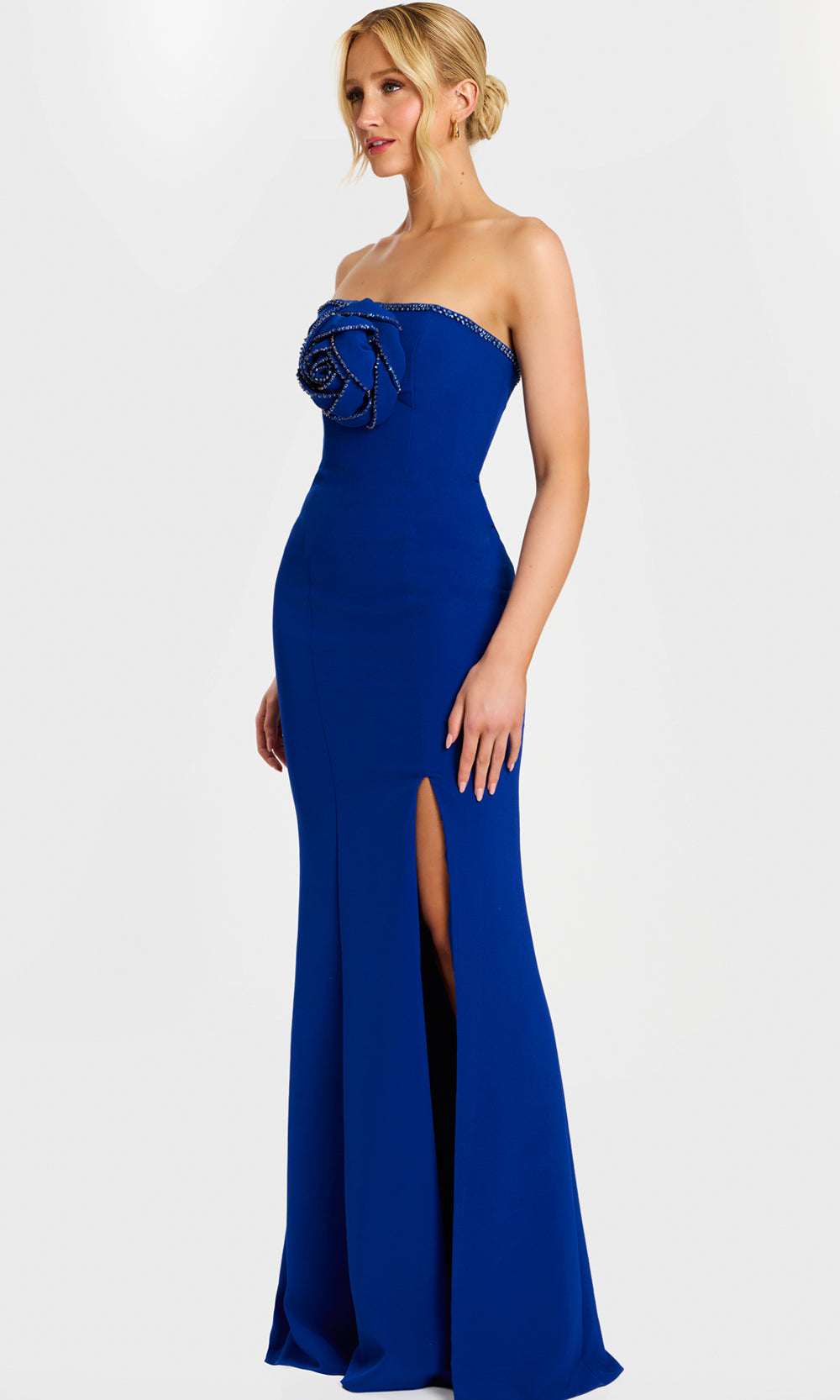 Jovani 45151 - Beaded Trim Column Evening Gown with Slit Prom Dresses  in Royal  