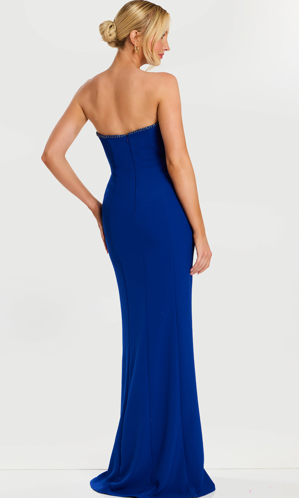 Jovani 45151 - Beaded Trim Column Evening Gown with Slit Prom Dresses  in Royal  